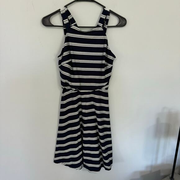 By & By Sleeveless Striped Sun Dress Mini Dress Size Medium Blue & White Stripe - Picture 1 of 8